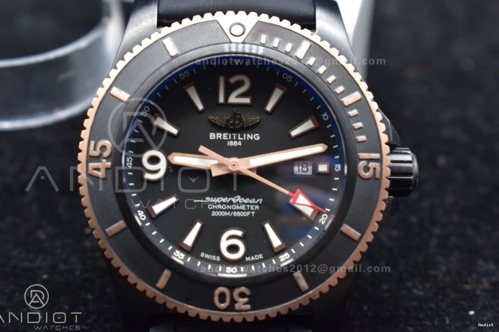 Rubber Bezel Dial Superocean 1:1 Automatic Black Best A2824 44 on Black Edition Black Strap TF 0406